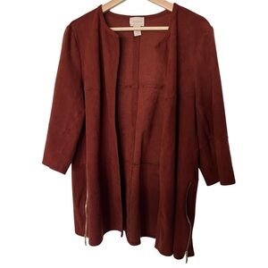 Chicos Open Front Faux Suede Jacket Size 2 (US Large)